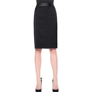 Tadashi Shoji Black Stretch Satin Classic Cocktail Formal Pencil Skirt Size 8‎